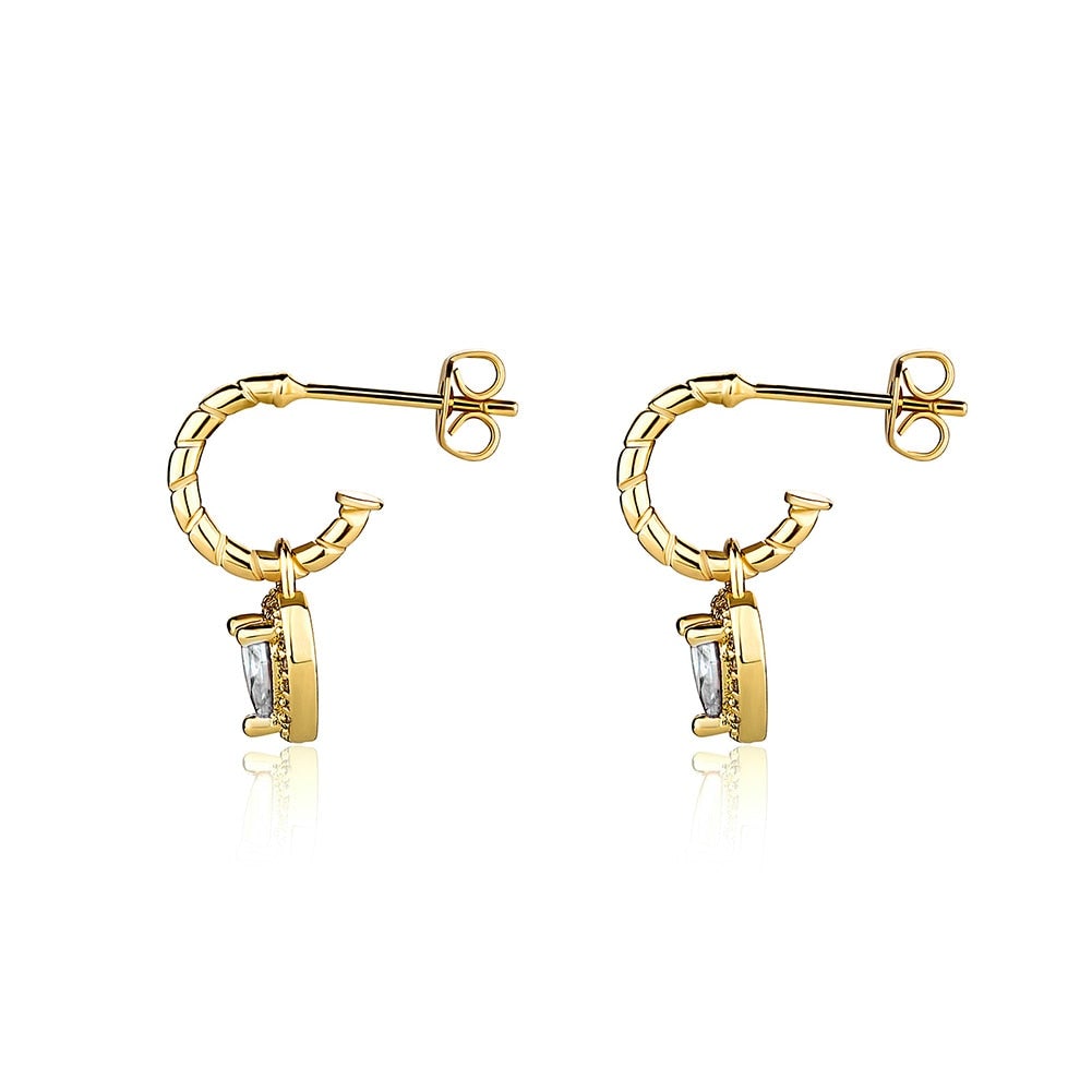 Luxe Halo Heart Drop Earrings 14K - ICECI