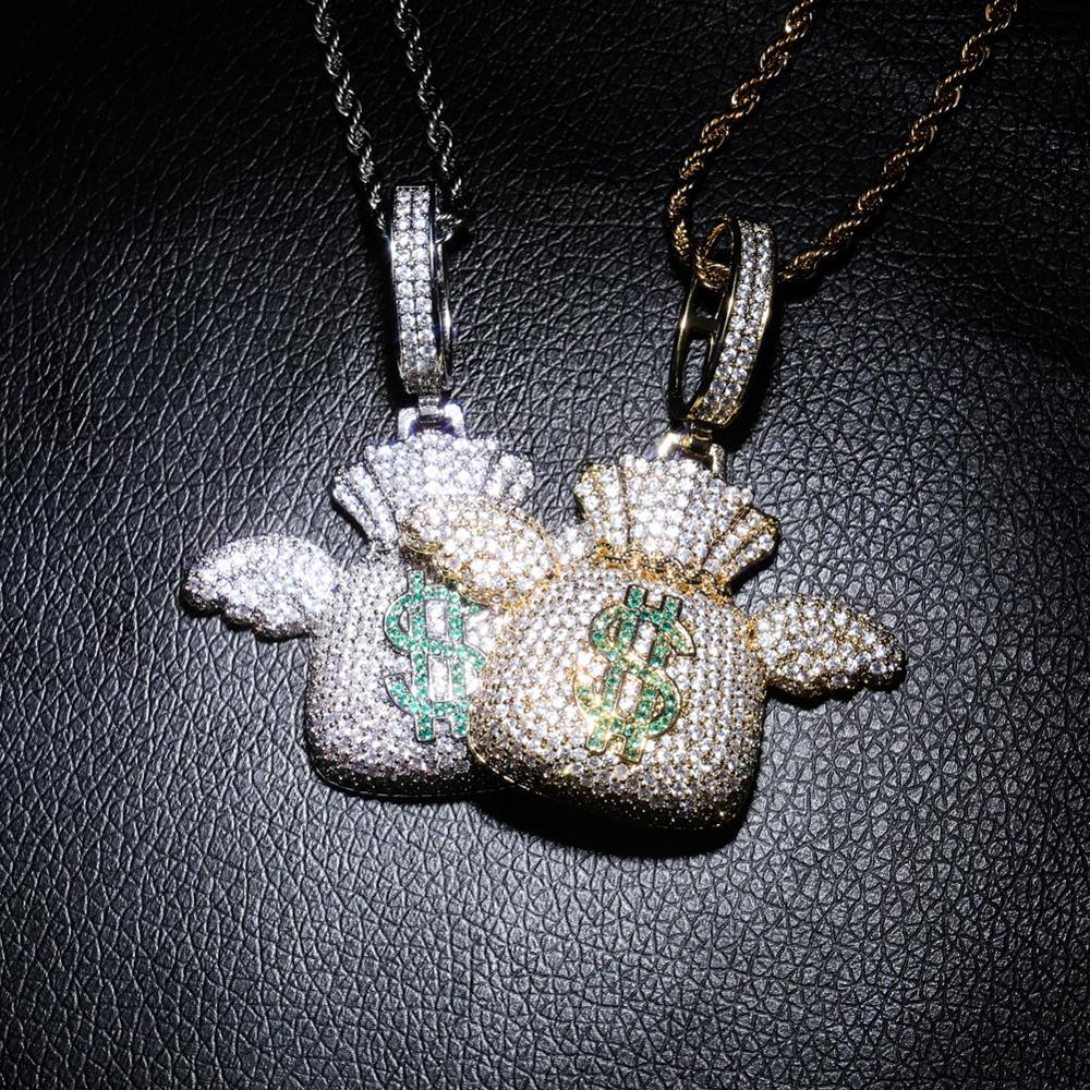 MONEY BAG WINGS PENDANT 14K - ICECI