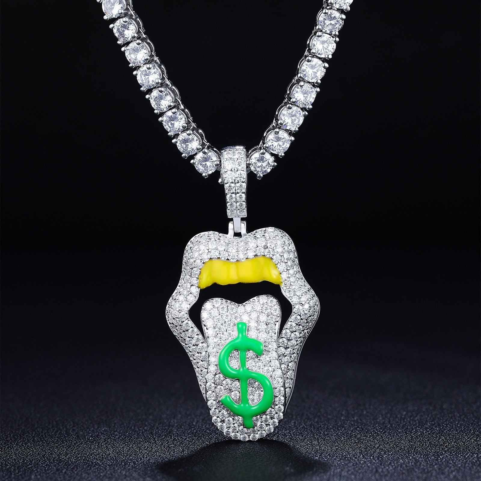 Money Mouth Pendant 18K x Moissanite - ICECI