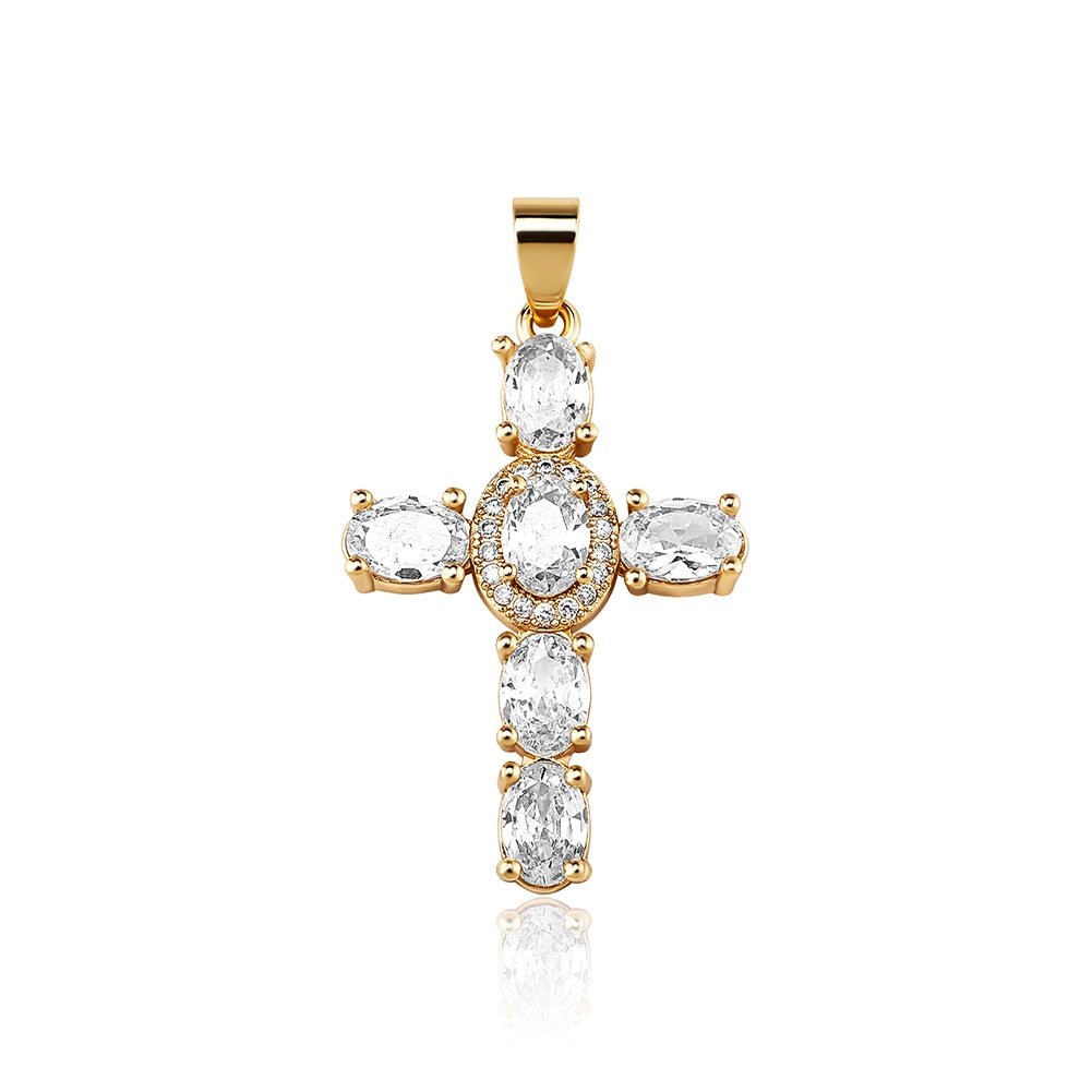 Oval Cut Cross Pendant 14K - ICECI