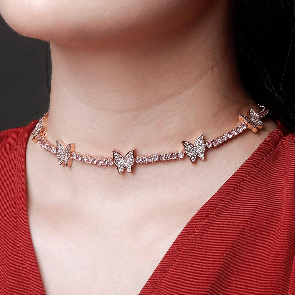 3mm Butterfly Tennis Necklace 14K