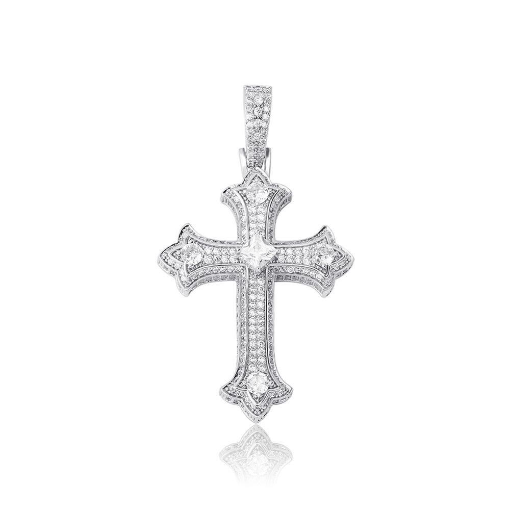 SOLITAIRE PATONCE CROSS PENDANT 14K - ICECI