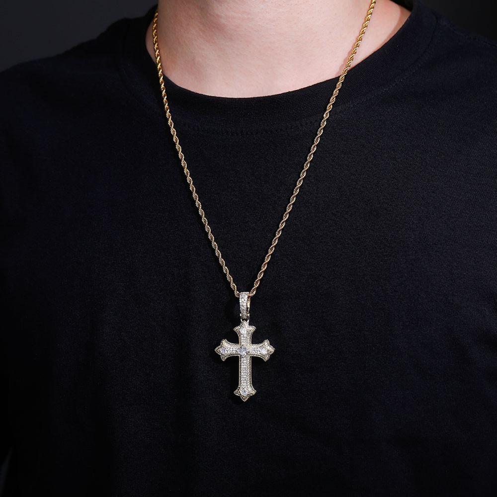 SOLITAIRE PATONCE CROSS PENDANT 14K - ICECI