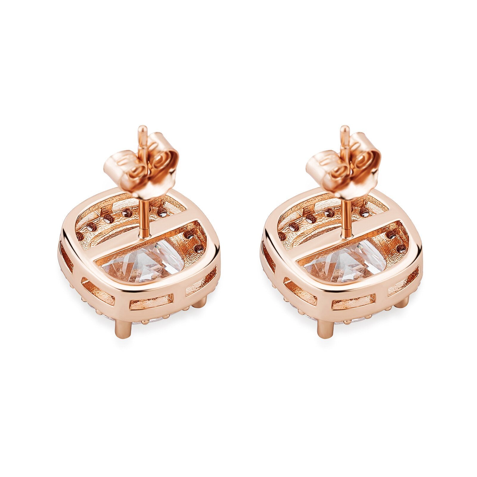Square Halo Stud Earrings 14K - ICECI