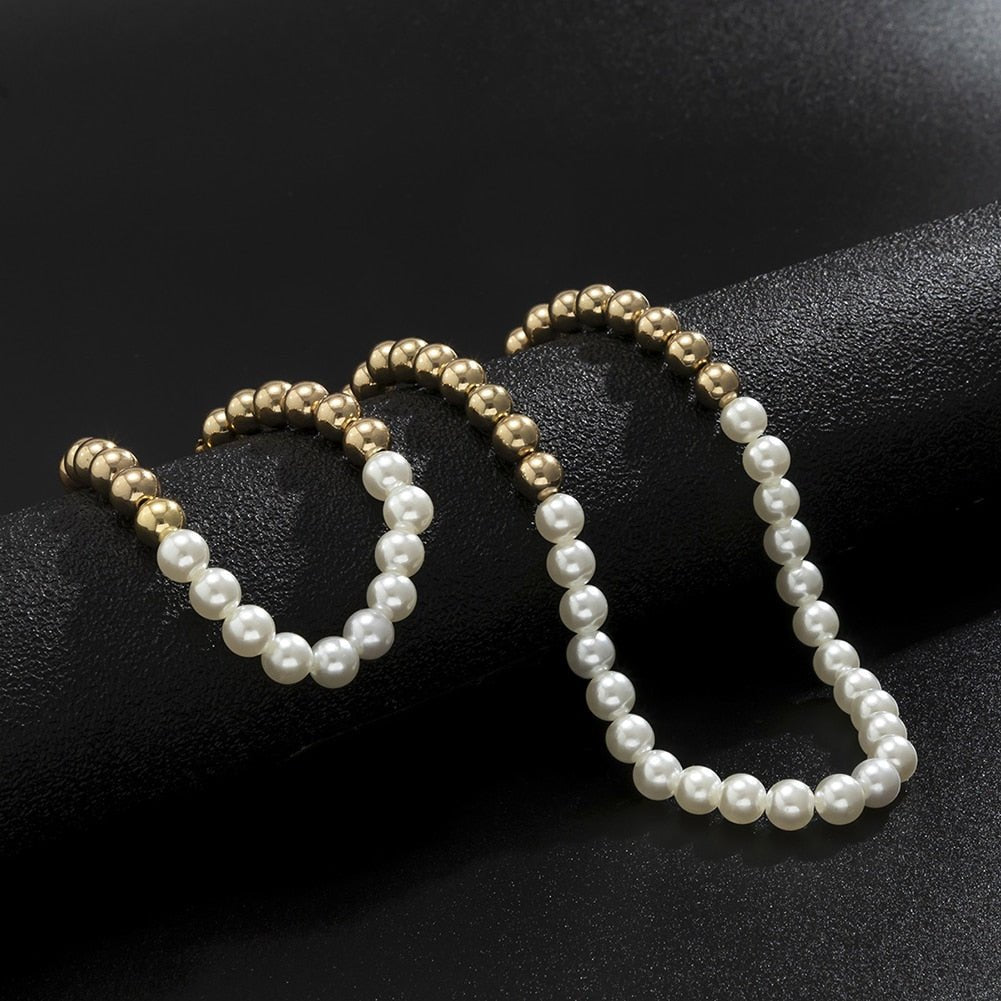 Two-Tone Pearl Bracelet + Two-Tone Pearl Chain Bundle 14K - ICECI