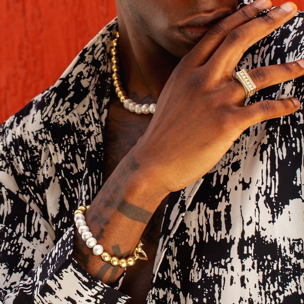 Two-Tone Pearl Bracelet + Two-Tone Pearl Chain Bundle 14K - ICECI