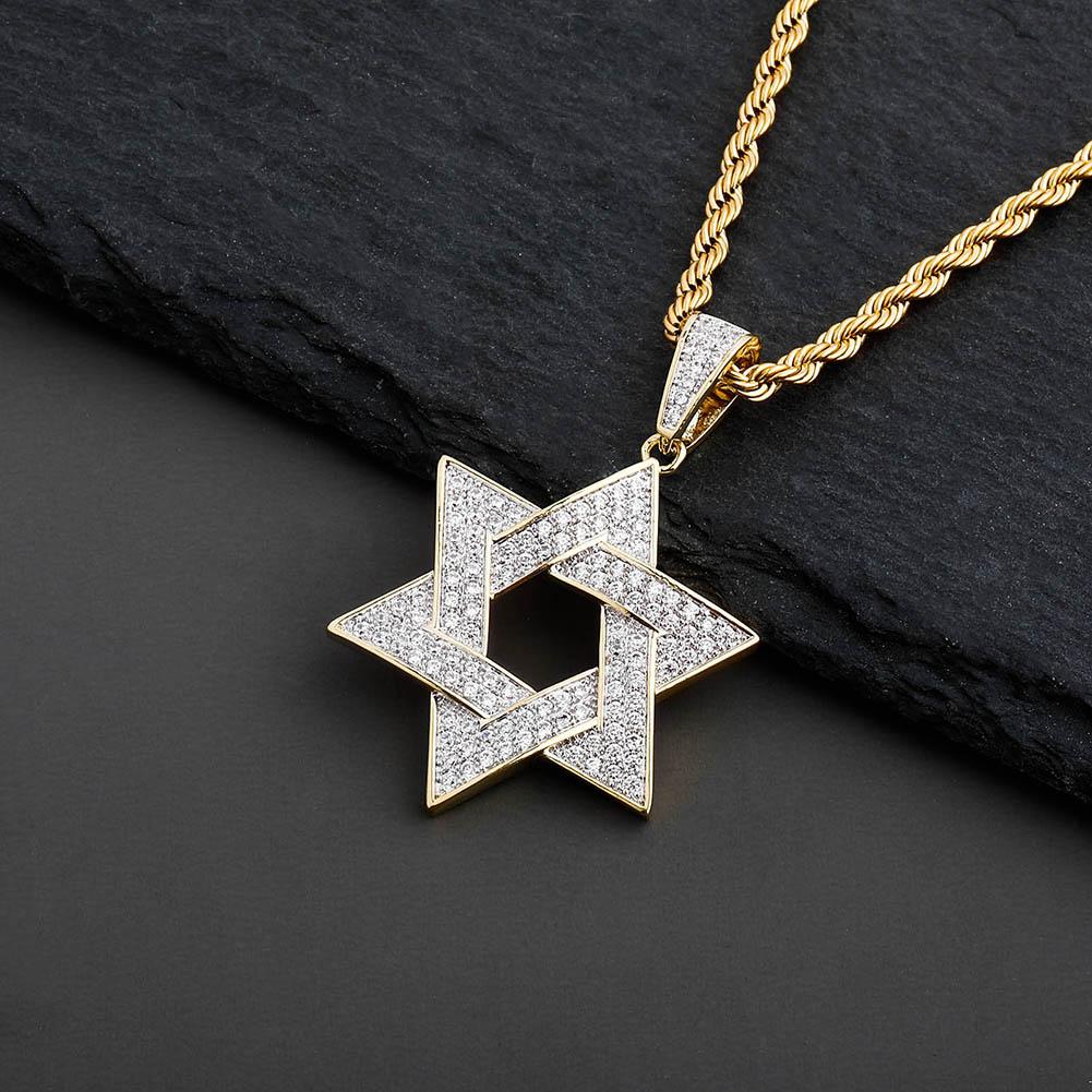 TWO-TONE STAR OF DAVID PENDANT 18K - ICECI