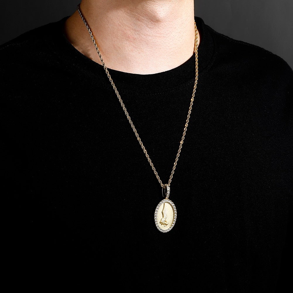 Vintage Angel Oval Pendant 14K - ICECI