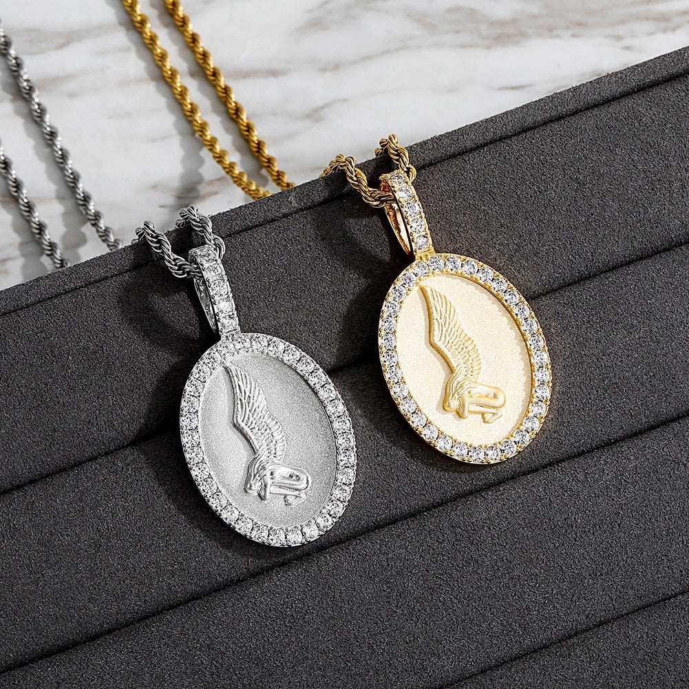 Vintage Angel Oval Pendant 14K - ICECI