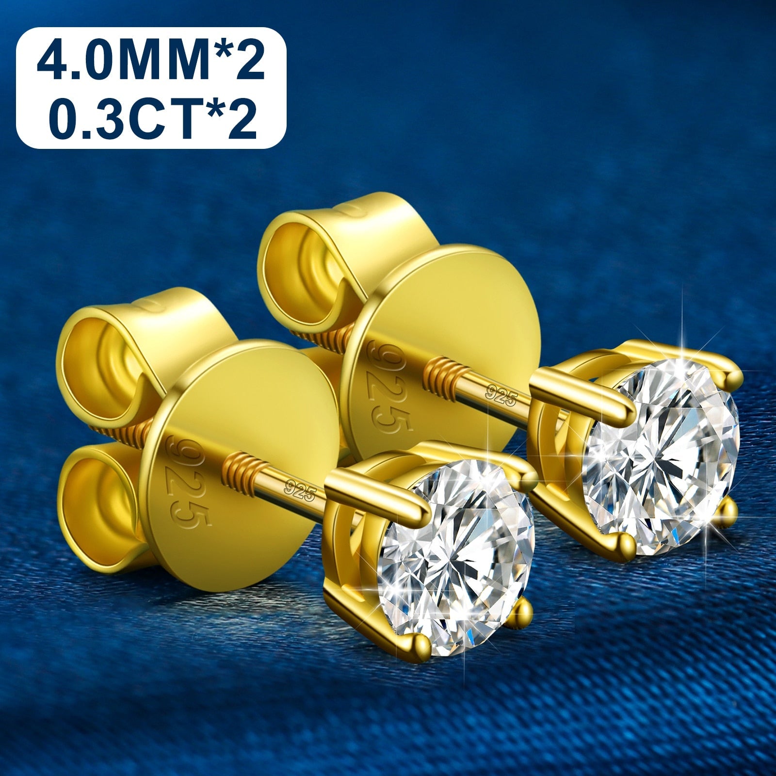 0.1-4ct Diamond Round Stud Earrings 18K x Moissanite - ICECI