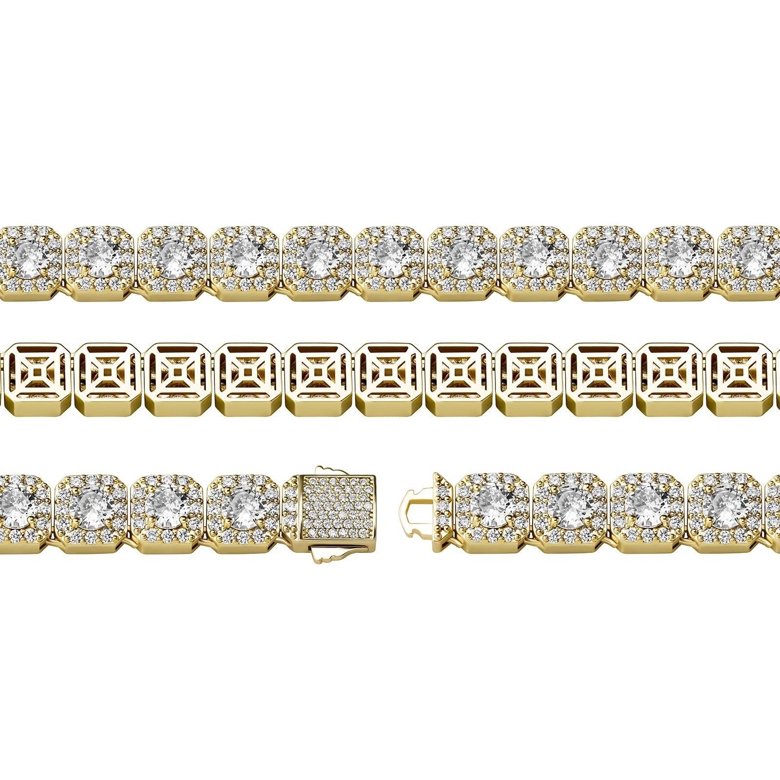 10MM CLUSTERED TENNIS CHAIN 14K - ICECI