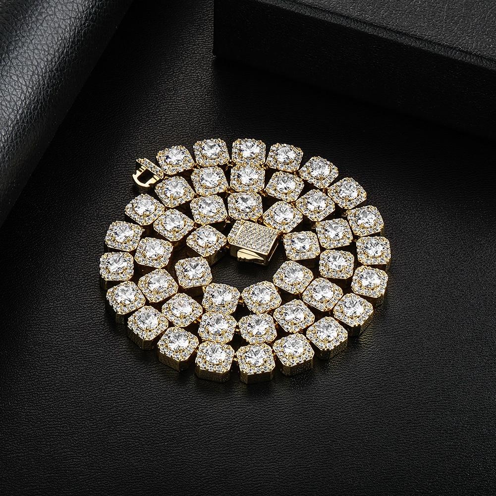 10MM CLUSTERED TENNIS CHAIN 14K - ICECI