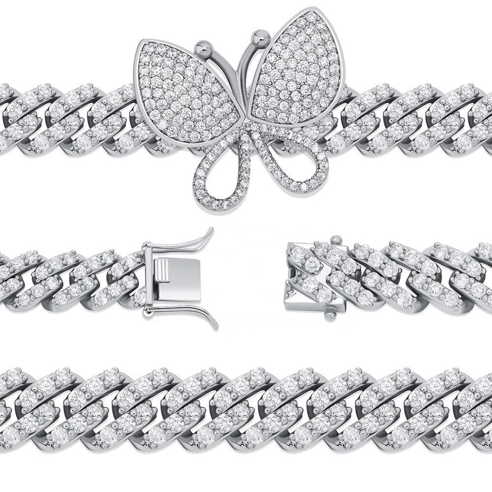 12MM ROTATABLE BUTTERFLY CUBAN NECKLACE 14K - ICECI
