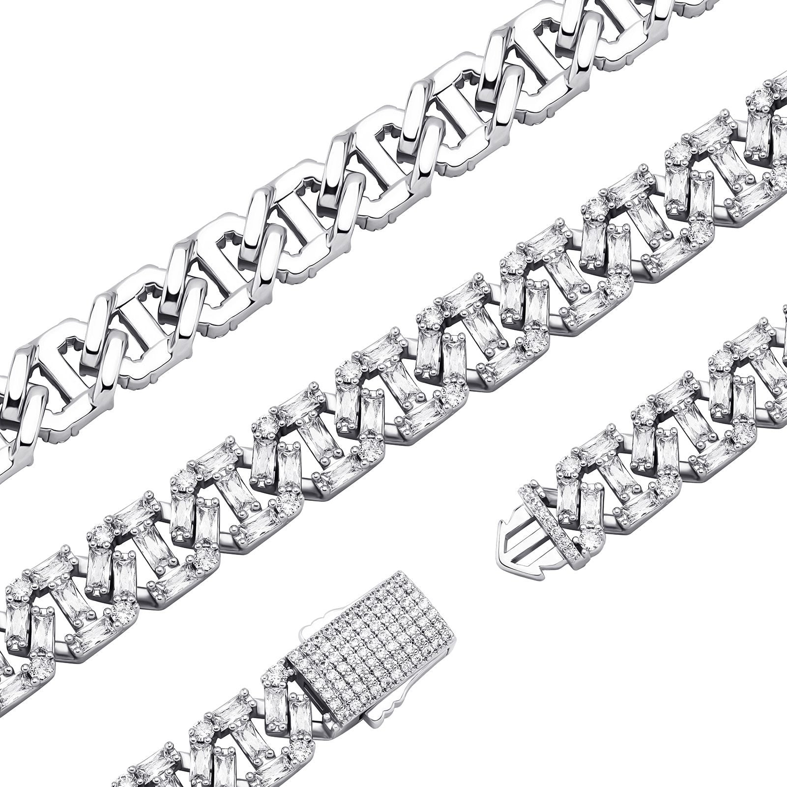 13mm Baguette Mariner Bracelet 14K - ICECI