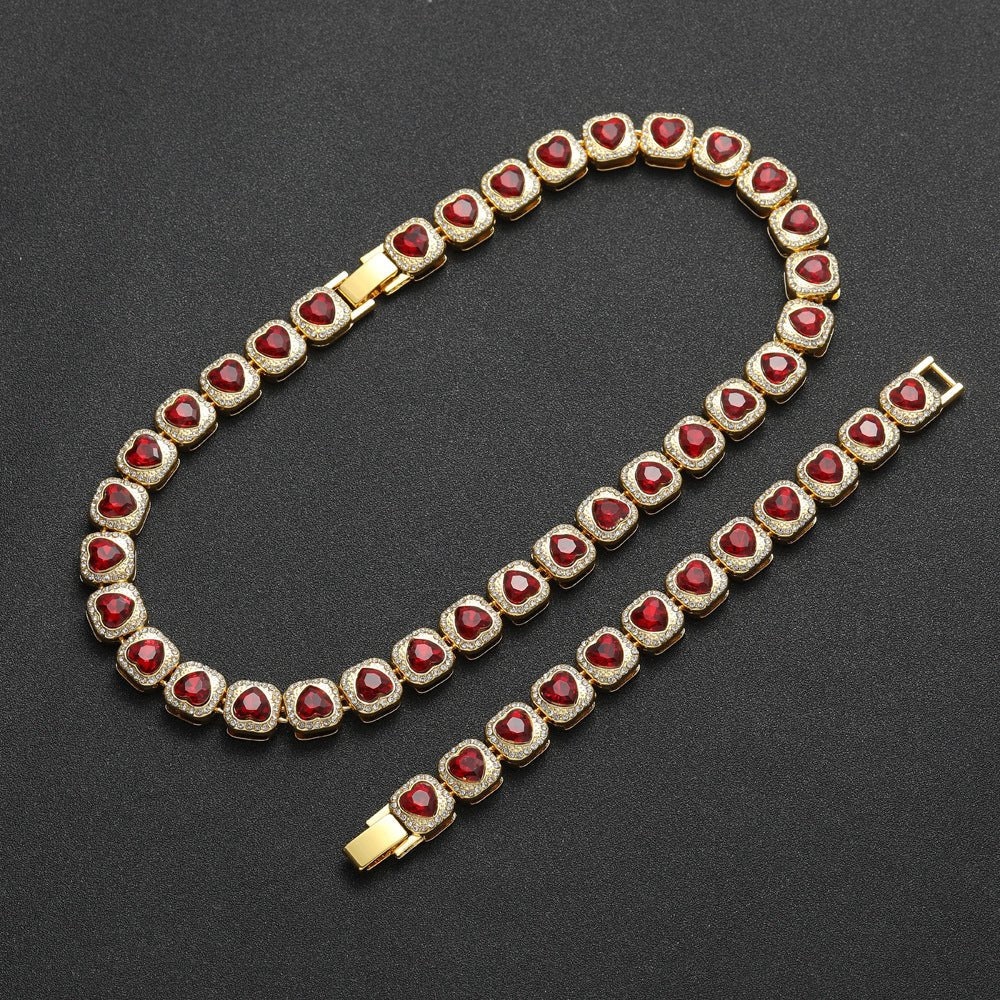 13mm Clustered Heart Tennis Bracelet 14K - ICECI