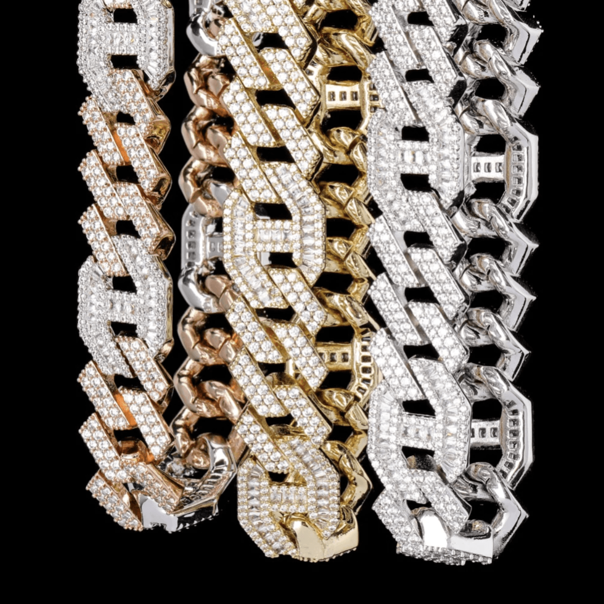 14MM PRONG BAGUETTE GUCCI CURB CHAIN 18K - ICECI