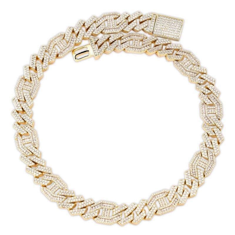 14MM PRONG BAGUETTE GUCCI CURB CHAIN 18K - ICECI