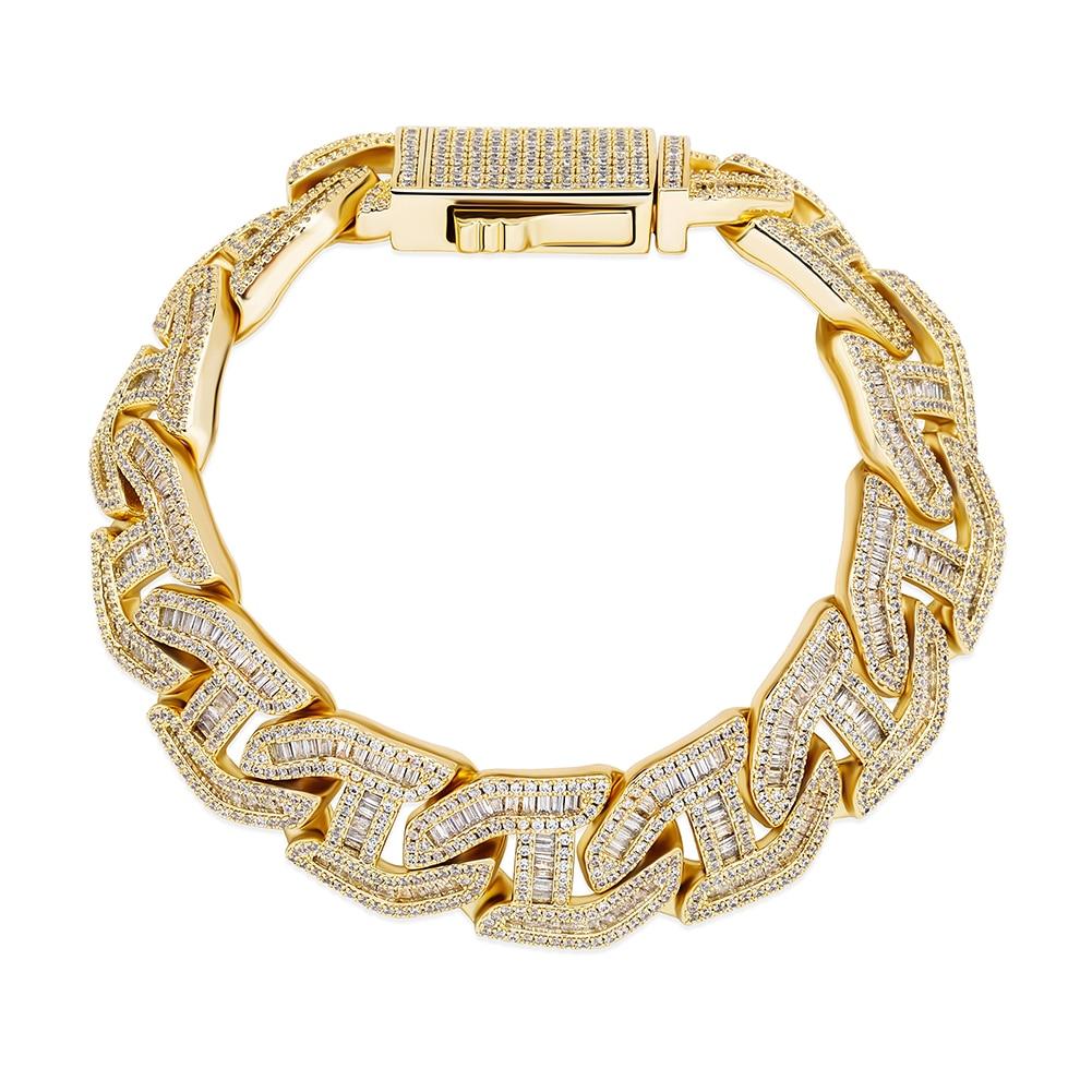 16MM BAGUETTE LINK BRACELET 14K - ICECI