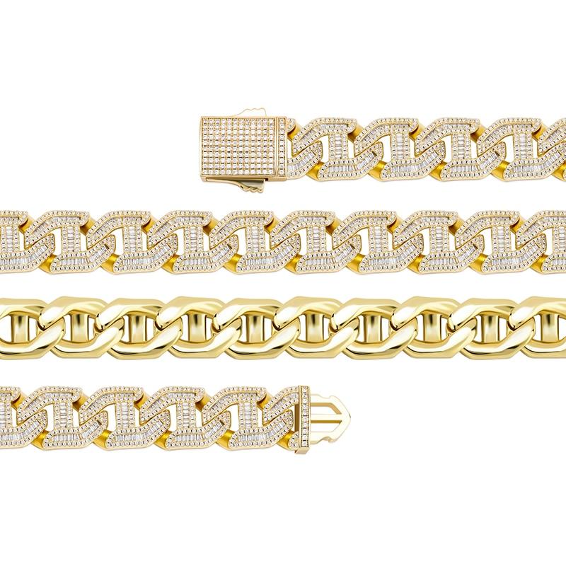 16MM BAGUETTE LINK BRACELET 14K - ICECI