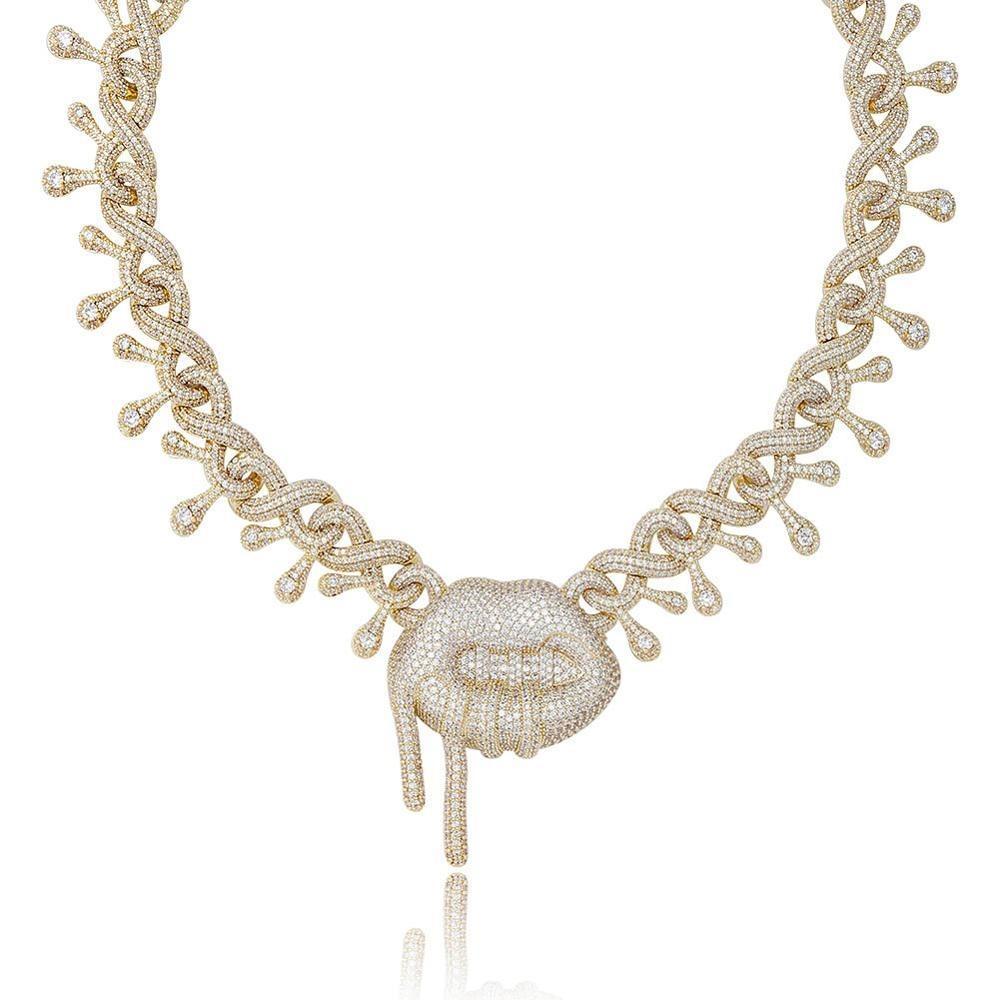 22MM INFINITY DRIP LIP CHAIN 14K - ICECI