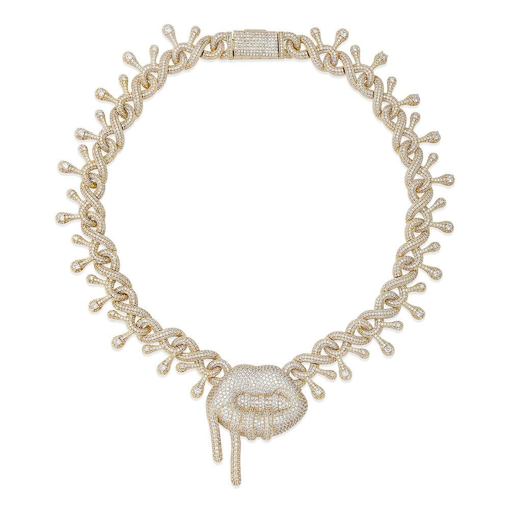 22MM INFINITY DRIP LIP CHAIN 14K - ICECI