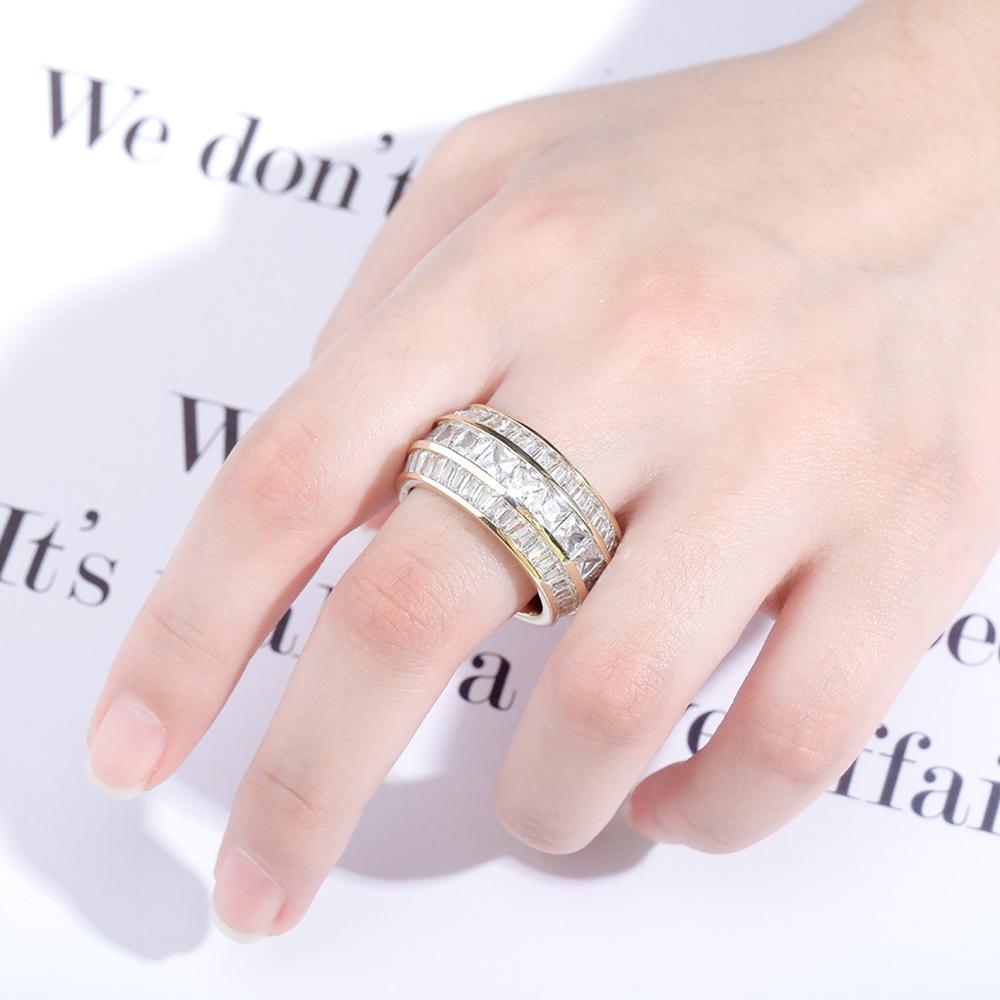 3 ROW BAGUETTE RING 14K - ICECI