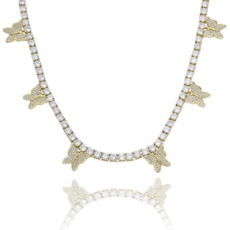 4MM CHOKER BUTTERFLY TENNIS NECKLACE 14K - ICECI