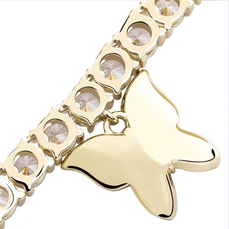 4MM CHOKER BUTTERFLY TENNIS NECKLACE 14K - ICECI