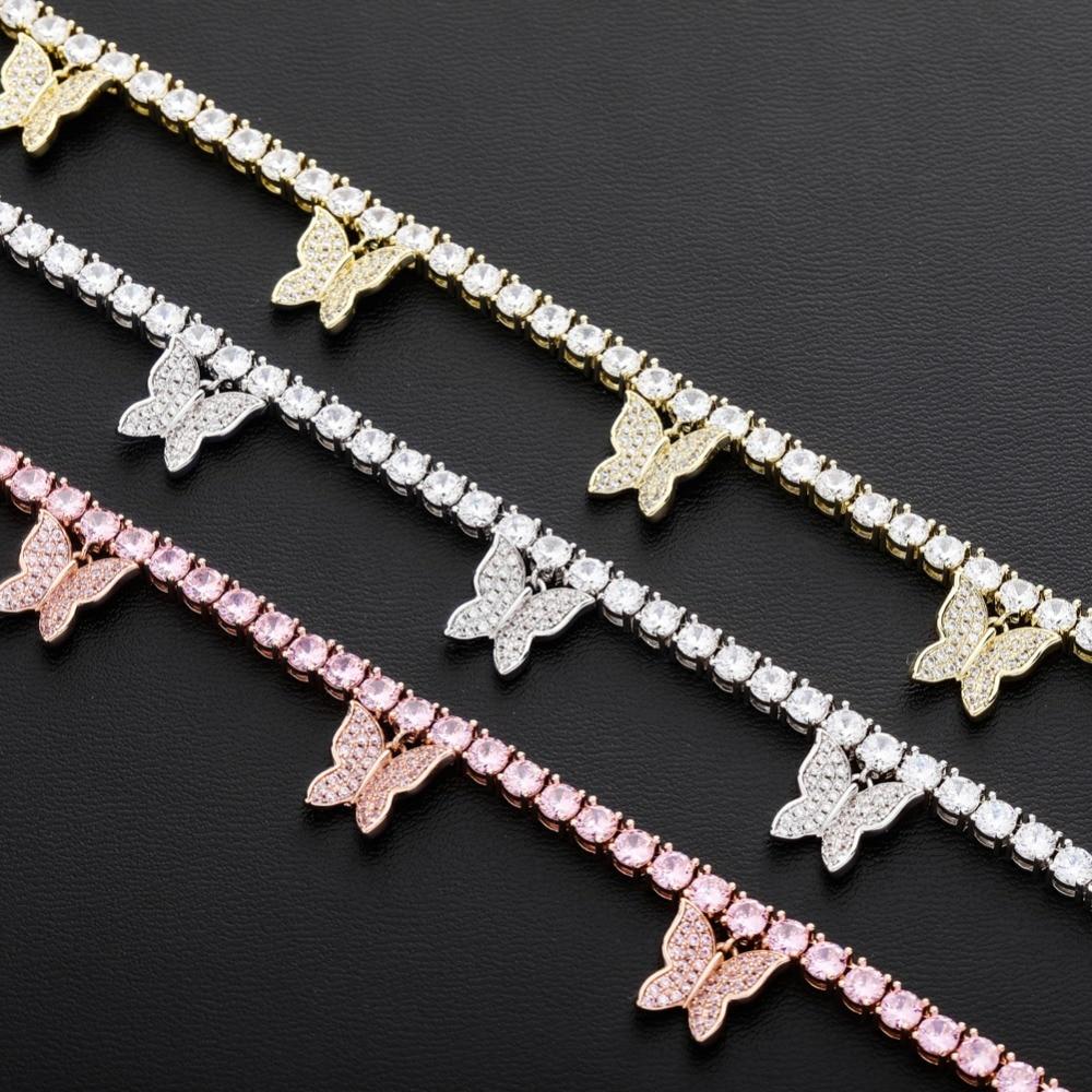 4MM CHOKER BUTTERFLY TENNIS NECKLACE 14K - ICECI