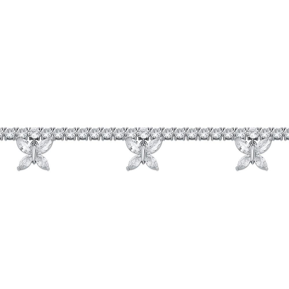 5MM CHOKER BUTTERFLY TENNIS NECKLACE 14K - ICECI