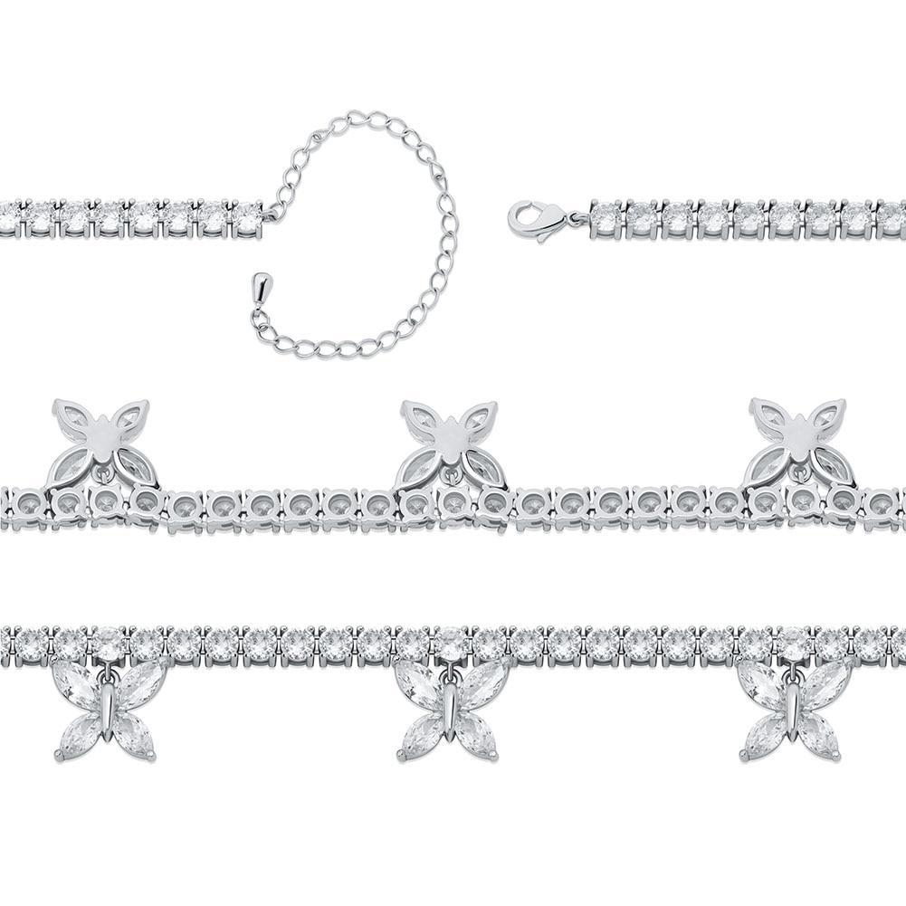 5MM CHOKER BUTTERFLY TENNIS NECKLACE 14K - ICECI