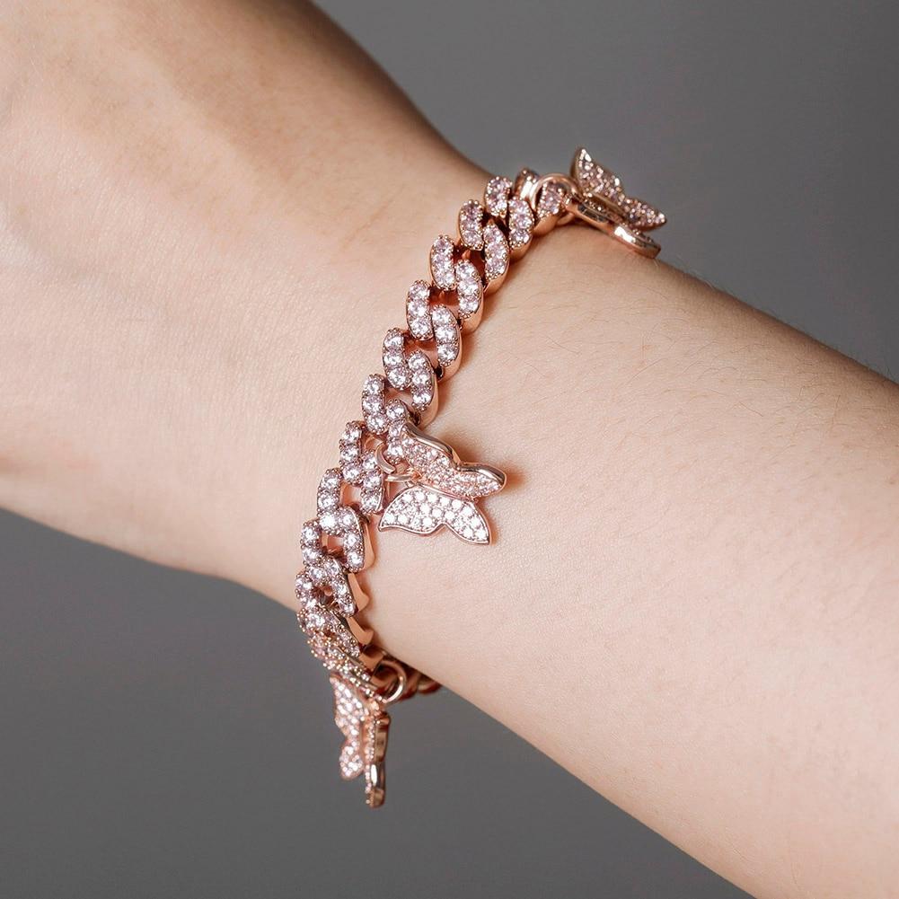 8MM BABY BUTTERFLY CUBAN BRACELET 14K - ICECI