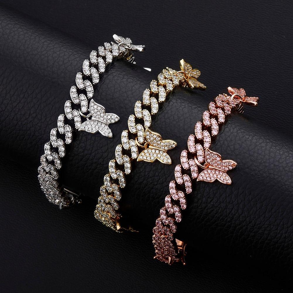 8MM BABY BUTTERFLY CUBAN BRACELET 14K - ICECI