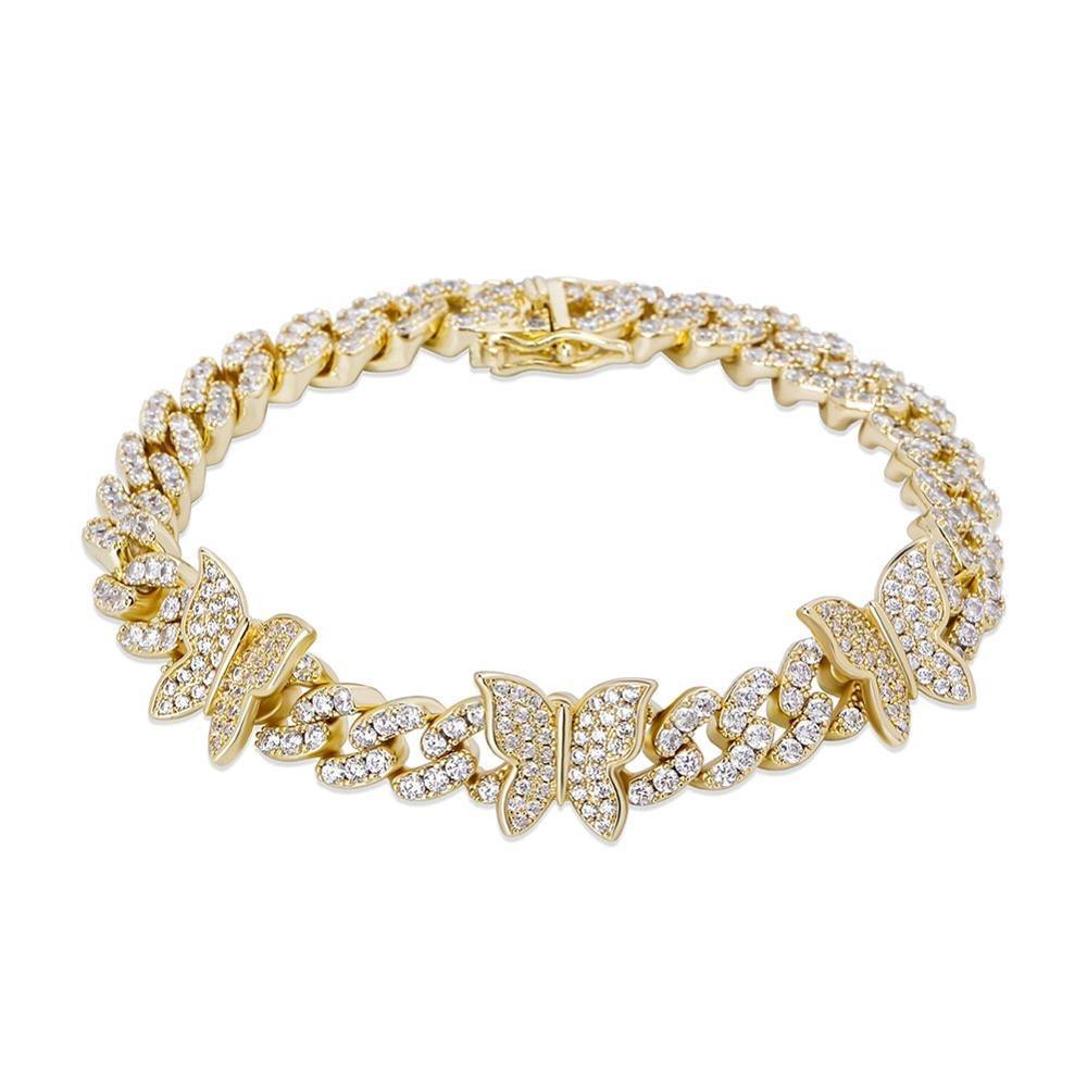 8MM BUTTERFLY CUBAN ANKLET 14K - ICECI