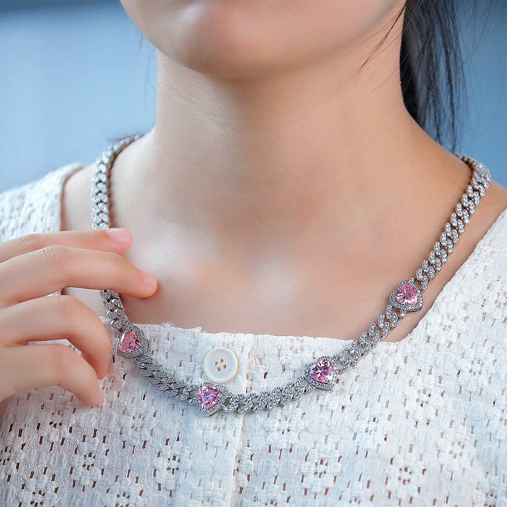 8mm Heart Cuban Necklace 14K - ICECI