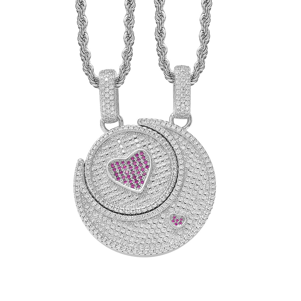 Sun & Moon Heart Pendant 14K