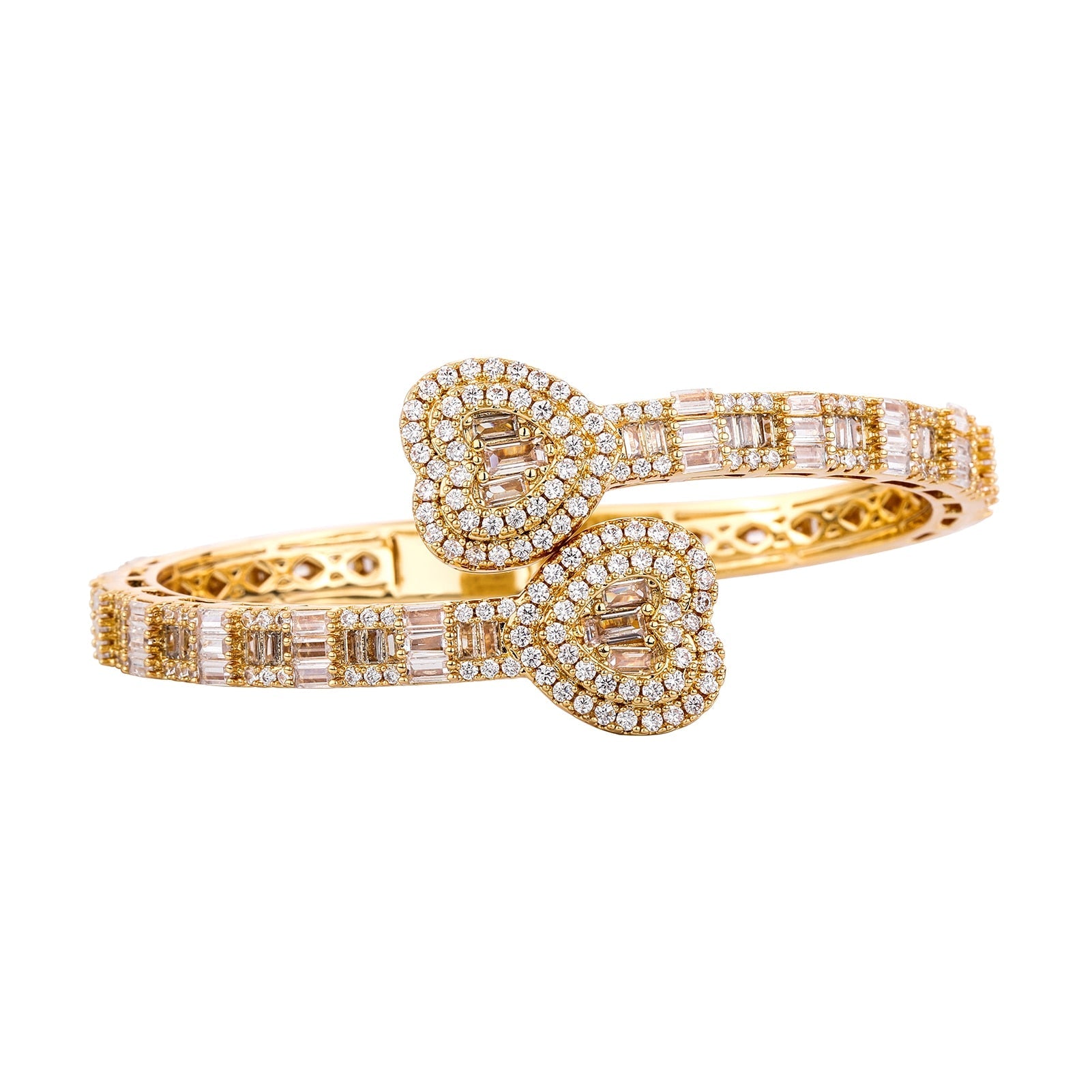 Baguette Heart Cuff Bracelet 14K - ICECI