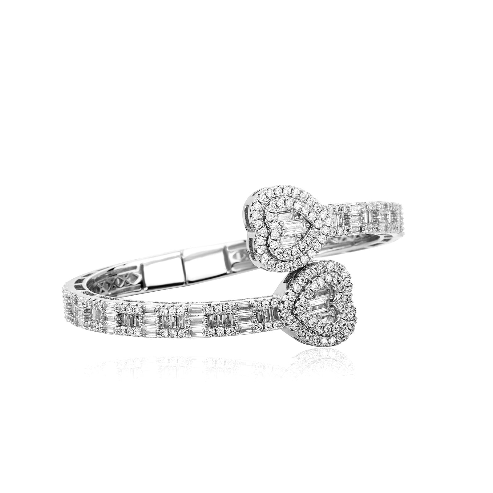 Baguette Heart Cuff Bracelet 14K - ICECI