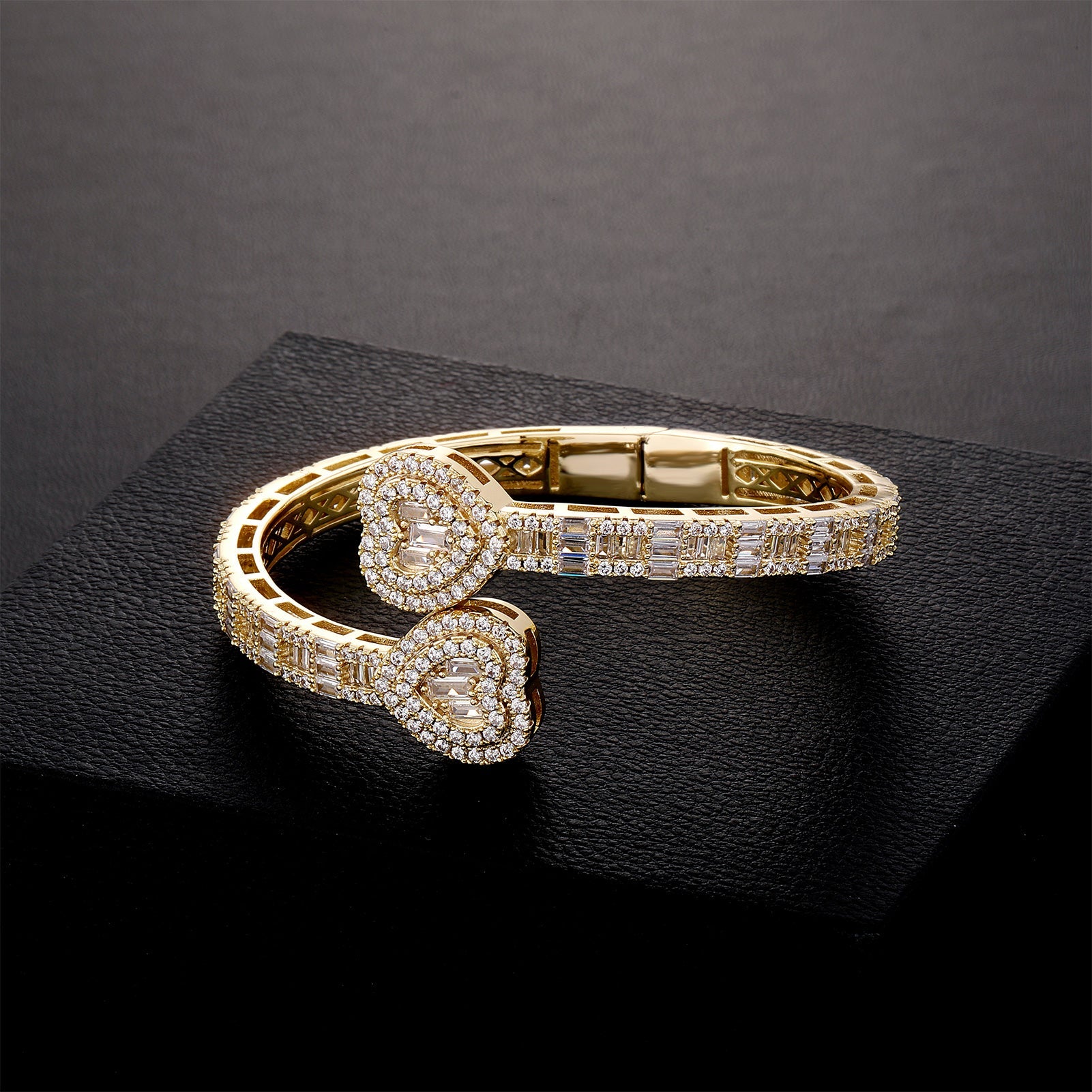 Baguette Heart Cuff Bracelet 14K - ICECI
