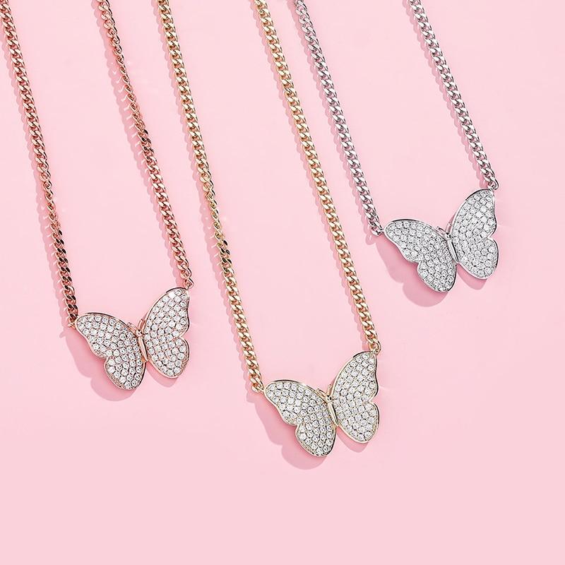 BUTTERFLY MICRO CUBAN NECKLACE 14K - ICECI