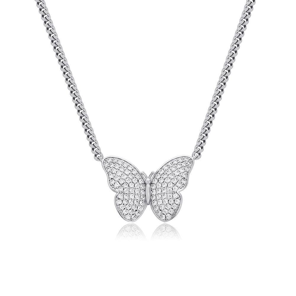 BUTTERFLY MICRO CUBAN NECKLACE 14K - ICECI