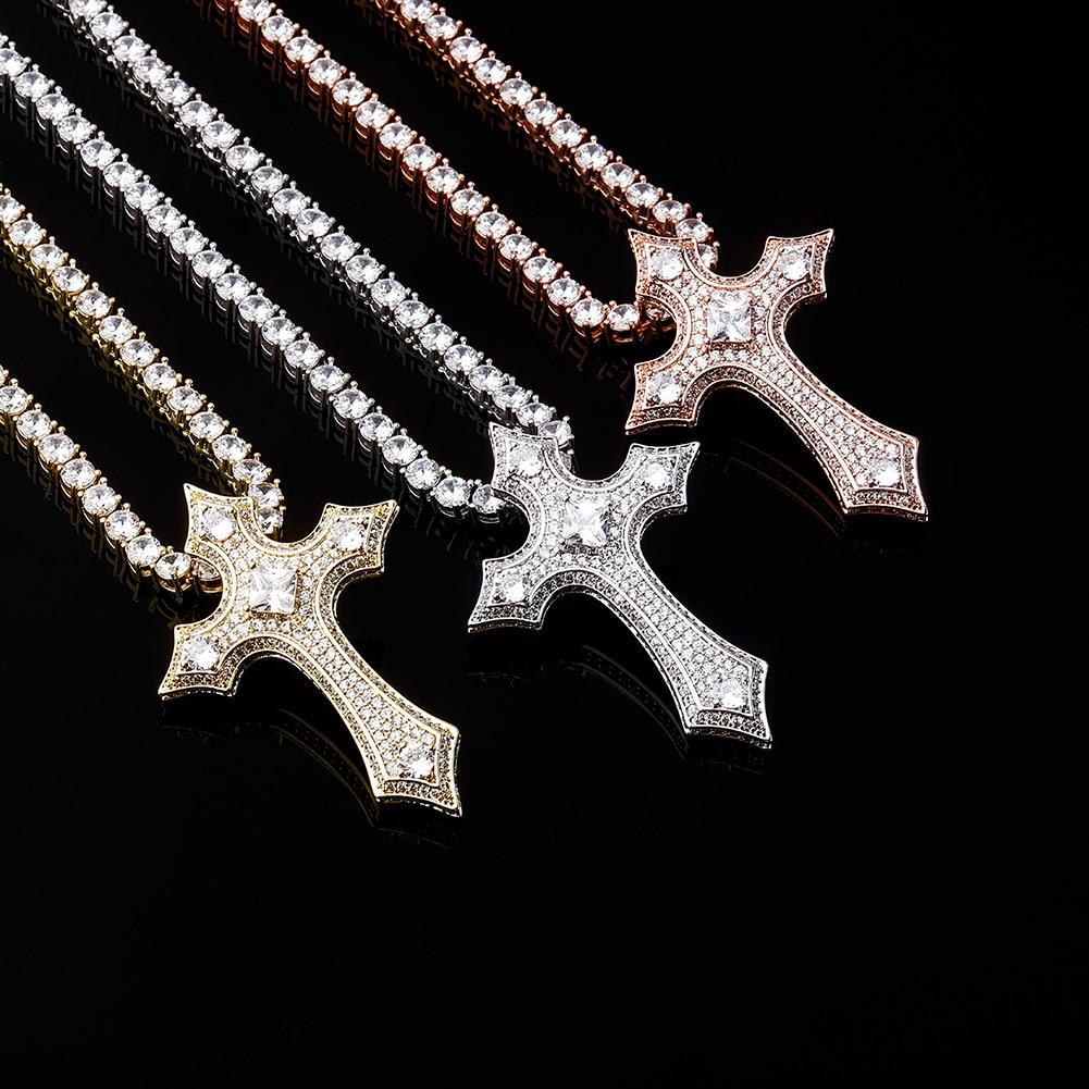 CLUSTERED DIAMOND CROSS PENDANT 14K - ICECI