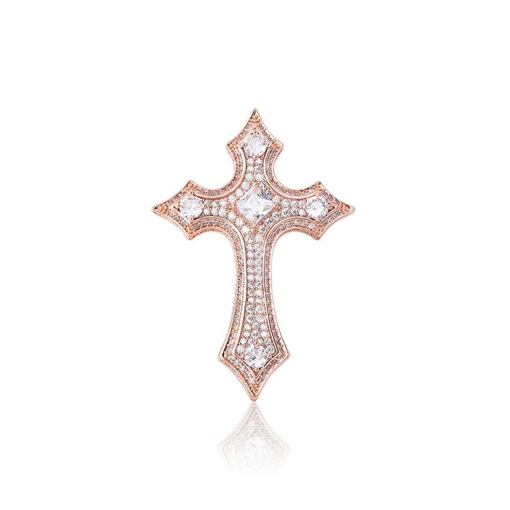 CLUSTERED DIAMOND CROSS PENDANT 14K - ICECI