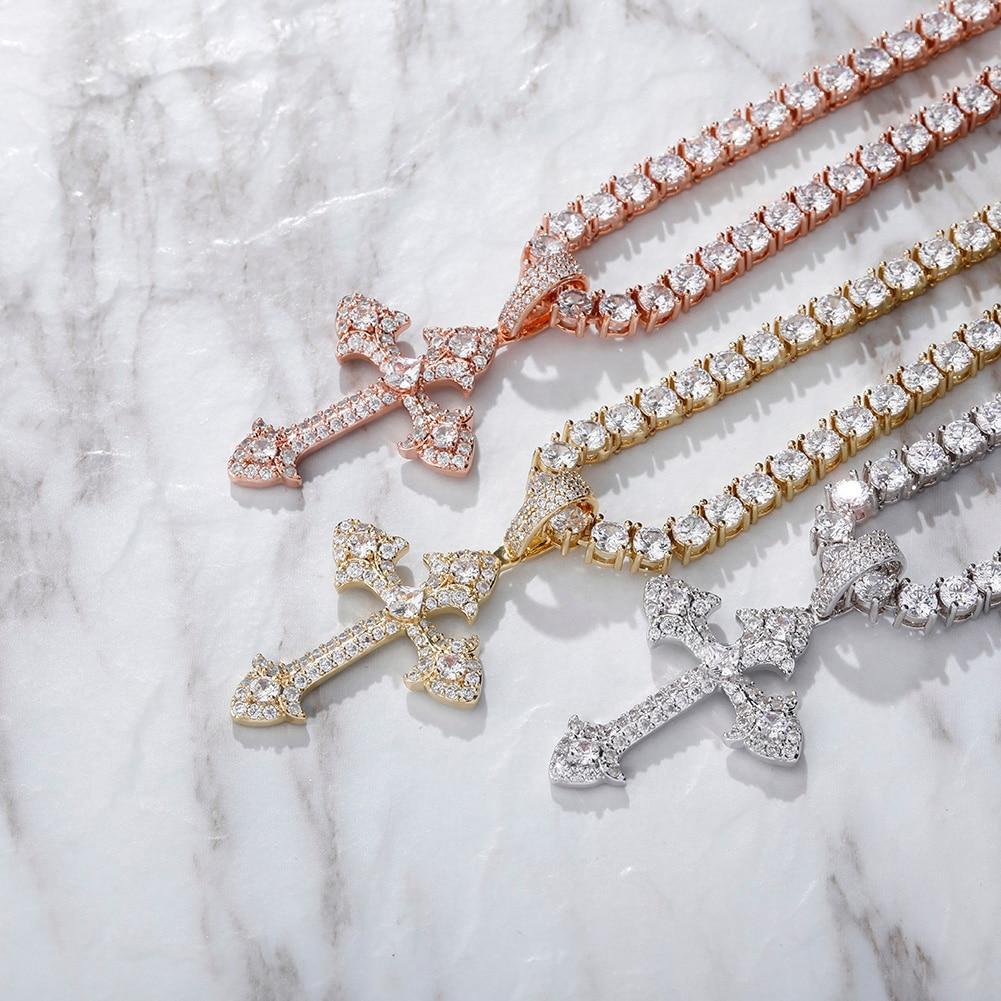 CLUSTERED INFINITY CROSS PENDANT 14K - ICECI
