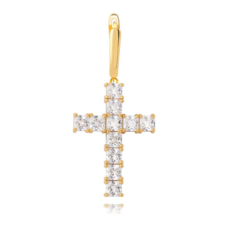 CROSS DROP EARRINGS 18K - ICECI