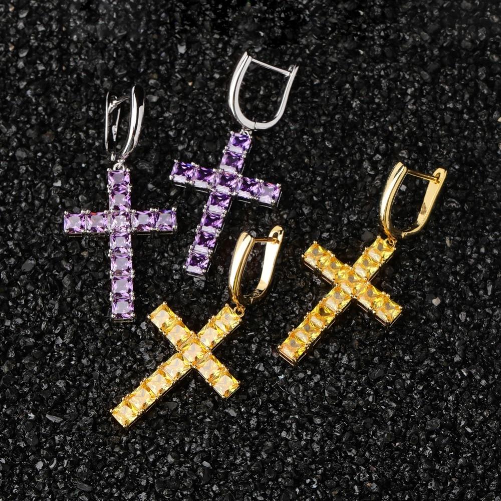 CROSS DROP EARRINGS 18K - ICECI