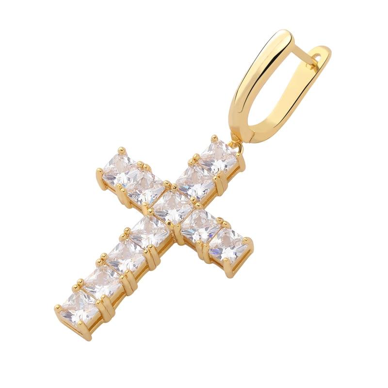 CROSS DROP EARRINGS 18K - ICECI