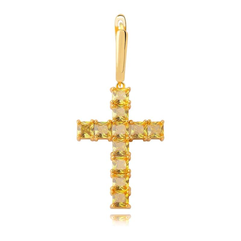 CROSS DROP EARRINGS 18K - ICECI