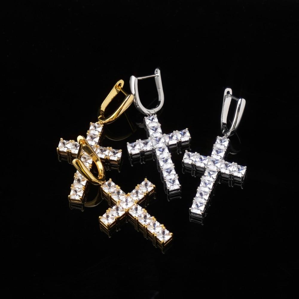 CROSS DROP EARRINGS 18K - ICECI