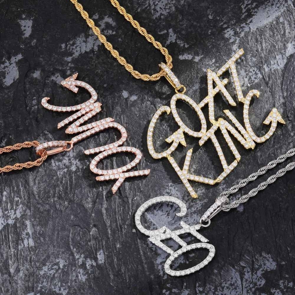 CUSTOM BRUSH FONT PENDANT 18K - ICECI
